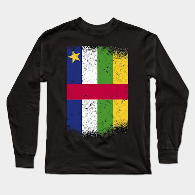 Vintage Distressed Central African Republic Flag Long Sleeve T-Shirt by BramCrye